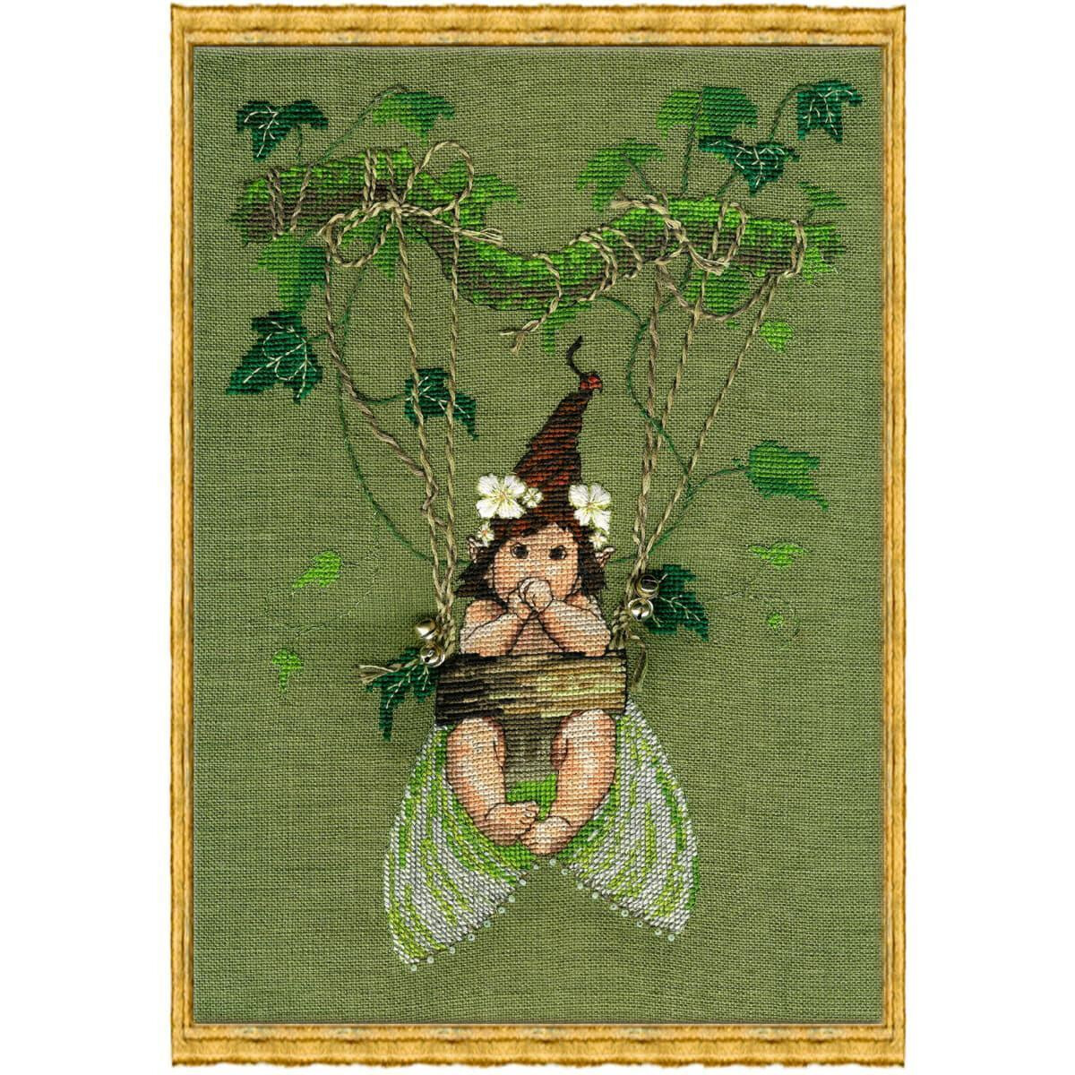 Nimue counted cross stitch kit "The Swing",...