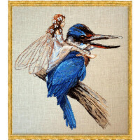 Nimue counted cross stitch kit "Kingfisher", 64K, 20x28cm, DIY