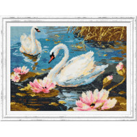 Magic Needle Zweigart Edition counted cross stitch kit "Swan Couple", 30x21cm, DIY
