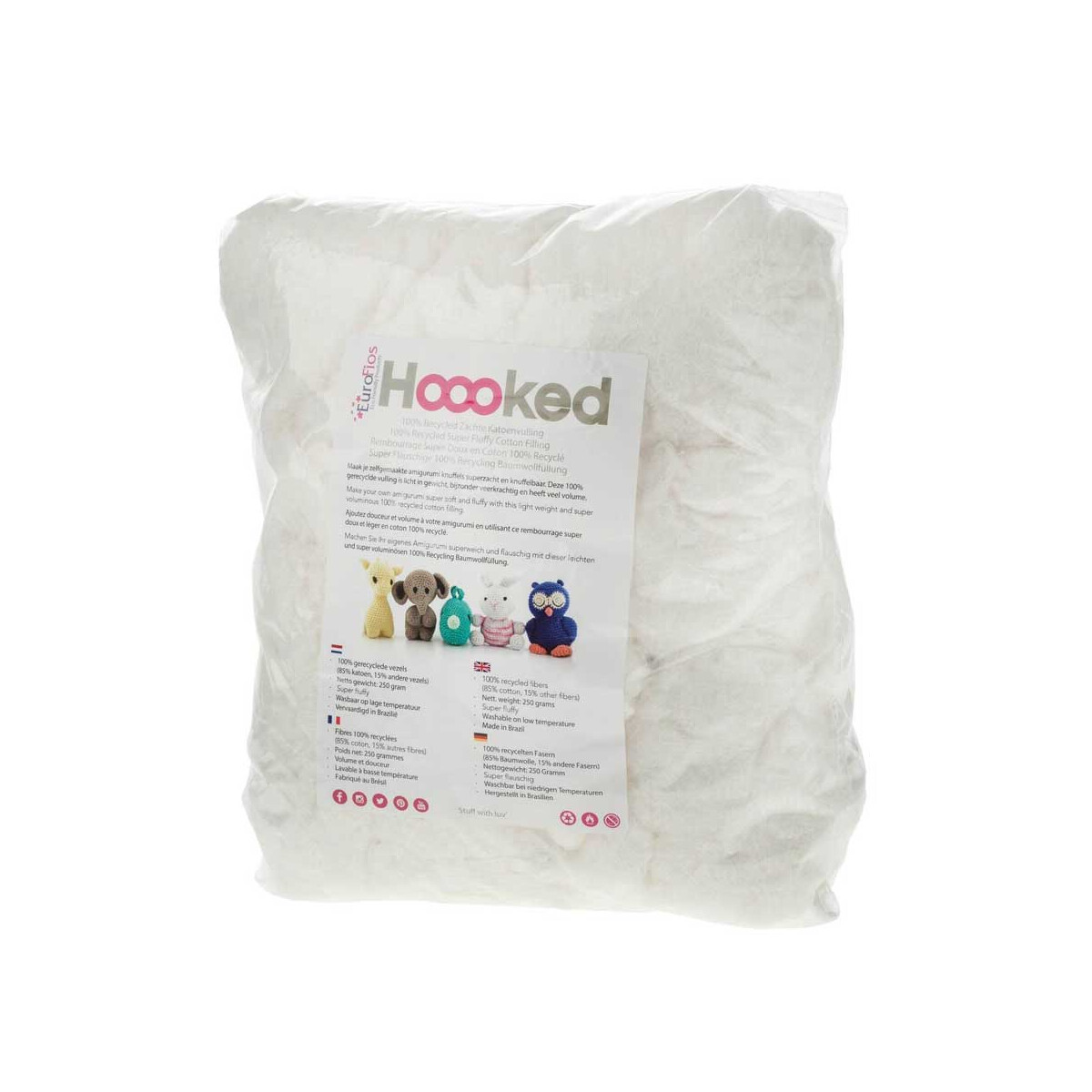 Relleno de algodón reciclado Hoooked 100 gramos -...