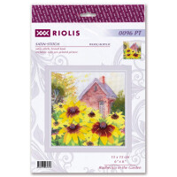 Riolis stamped satin stitch kit "Rudbeckia in the Garden", 15x15cm, DIY
