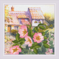 Riolis Juego de puntadas de raso "Rosa mosqueta en el jardín", preimpreso 15x15cm