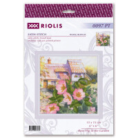Riolis stamped satin stitch kit "Rose Hip in the Garden", 15x15cm, DIY