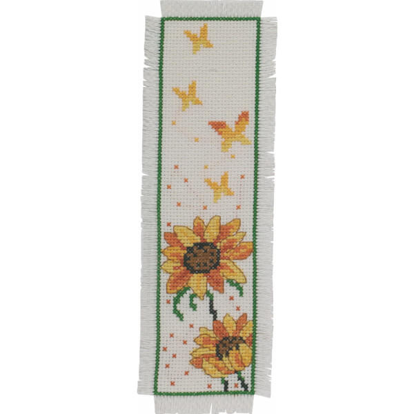 Permin Kreuzstich Stickpackung "Lesezeichen Sonnenblumen", Zählmuster, 7x22cm, 05-3194
