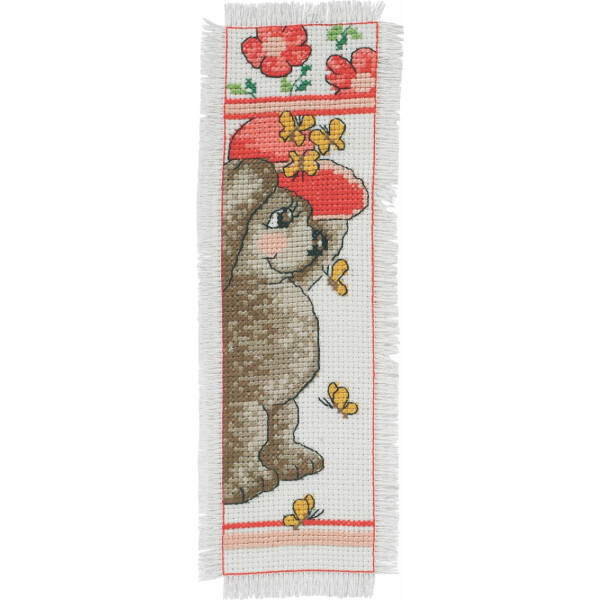 Permin counted cross stitch kit "Bookmark Teddy with hat", 7x21cm, DIY, 05-4115