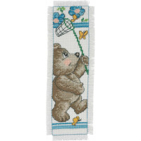 Permin kruissteekset "Boekenlegger Teddy met netje", telpatroon, 7x21cm, 05-4117