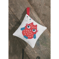 Permin counted cross stitch kit "Pincushion red owl", 12x12cm, DIY, 03-7393