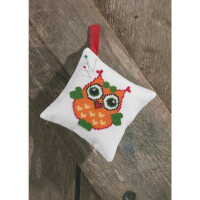 Permin counted cross stitch kit "Pincushion orange owl", 12x12cm, DIY, 03-7394