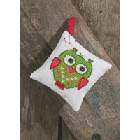 Permin counted cross stitch kit "Pincushion green owl", 12x12cm, DIY, 03-7395