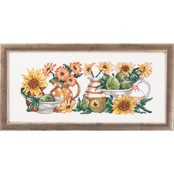 Permin counted cross stitch kit "Yellow flowers", 38x17cm, DIY, 12-5186