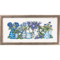 Permin Kit de point de croix "fleurs bleues", motif à compter, 38x17cm, 12-5187