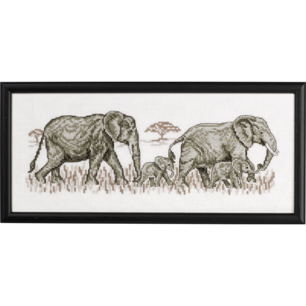 Permin Kreuzstich Stickpackung "Elefant", Zählmuster, 36x15cm, 12-8324