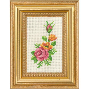 Permin counted cross stitch kit "Rose & yellow...