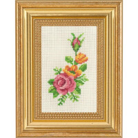 Permin counted cross stitch kit "Rose & yellow flowers", 9x14cm, DIY, 13-1135