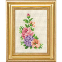 Permin counted cross stitch kit "Rose & hydrangea", 14x19cm, DIY, 13-1138