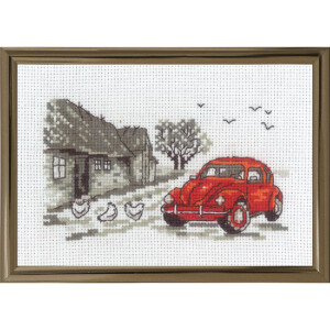 Permin counted cross stitch kit "Red car",...