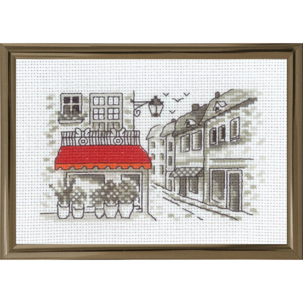 Permin counted cross stitch kit "Red awning", 15x10cm, DIY, 13-1395