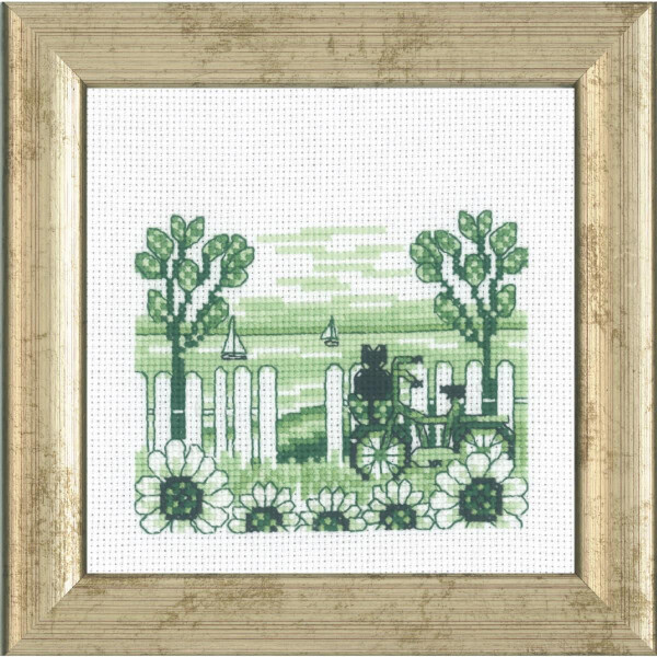 Permin counted cross stitch kit "Bicycle & Cat", 12x12cm, DIY, 13-5435