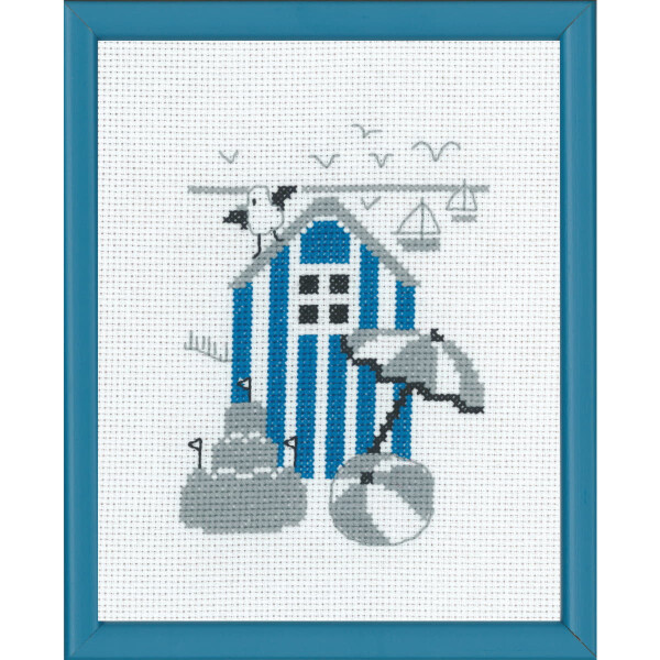 Permin kruissteekset "Huis blauw", telpatroon, 18x14cm, 13-7124