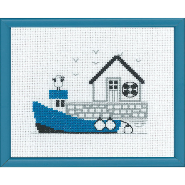 Permin counted cross stitch kit "Blue boat", 18x14cm, DIY, 13-7125