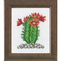 Set per punto croce Permin "Cactus arancione", schema per il conteggio, 10x12cm, 13-7443
