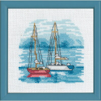Permin counted cross stitch kit "Red boat", 13x13cm, DIY, 13-8118