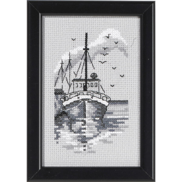 Set per punto croce Permin "Barca da pesca", schema per il conteggio, 9,5x14,5 cm, 13-8376