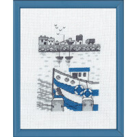 Набор для вышивания крестом Permin "Рыбацкая лодка", счетная схема, 14x18 см, 13-9117