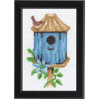 Permin counted cross stitch kit "Birdhouse Blue", 9x14cm, DIY, 13-9422