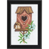 Permin counted cross stitch kit "Birdhouse Rosa", 9x14cm, DIY, 13-9423