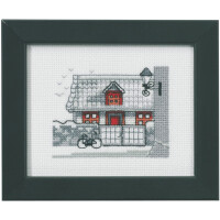 Permin counted cross stitch kit "House/red door", 10x8cm, DIY, 14-0138