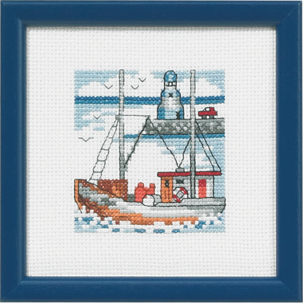 Permin counted cross stitch kit "Blue lighthouse", 12x12cm, DIY, 14-5193