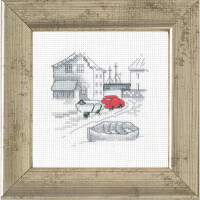 Permin counted cross stitch kit "Fishing town", 9x9cm, DIY, 14-7115