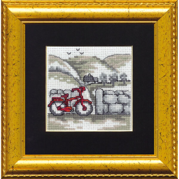 Набор для вышивания крестом Permin "Велосипед", счетная схема, 11х11см, 14-8410