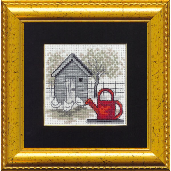 Permin counted cross stitch kit "Watering can", 11x11cm, DIY, 14-8414