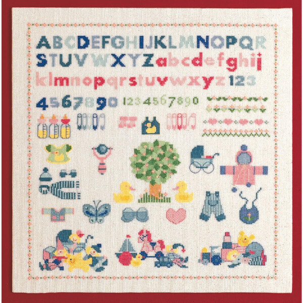 Permin counted cross stitch kit "Sampler Baby", 39x39cm, DIY, 39-4110