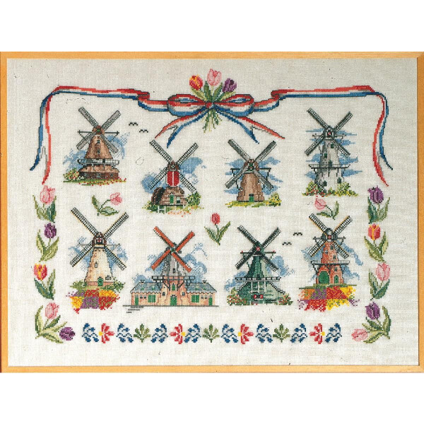Permin counted cross stitch kit "Dutch Windmills", 60x45cm, DIY, 70-0402