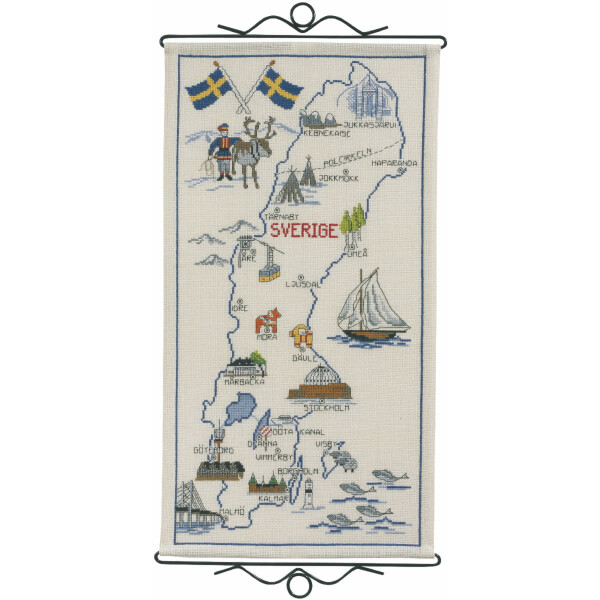 Набор для вышивания крестом Permin "Швеция", счетная схема, 30х55см, 70-0909