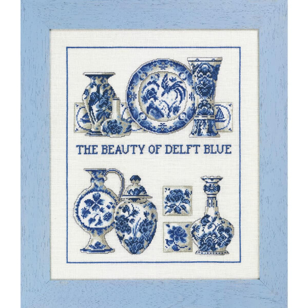 Permin Kit de point de croix "Delft bleu", motif à compter, 36x43cm, 70-3441