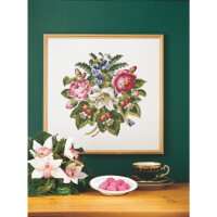 Permin counted cross stitch kit "Roses/strawberries", 42x42cm, DIY, 70-4145