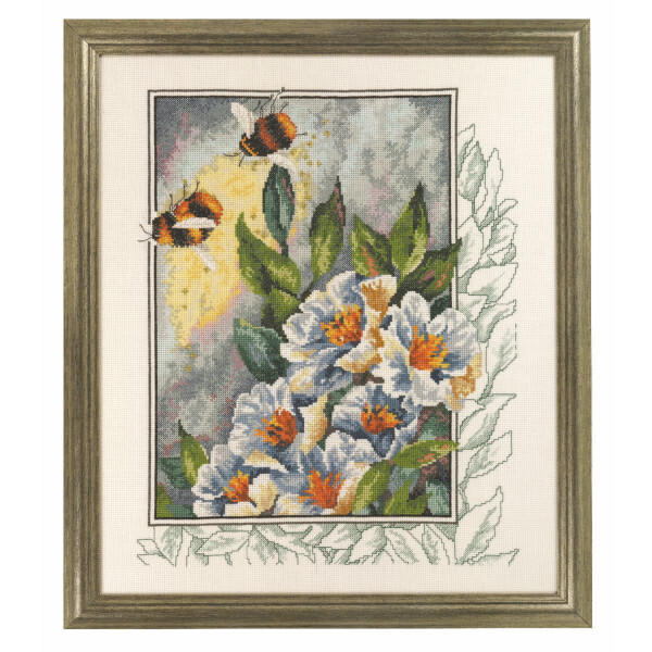 Permin counted cross stitch kit "Bee in flowers", 40x47cm, DIY, 70-4181