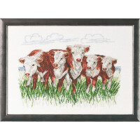 Set per punto croce Permin "Mucche Hereford", schema per il conteggio, 41x29 cm, 70-7432