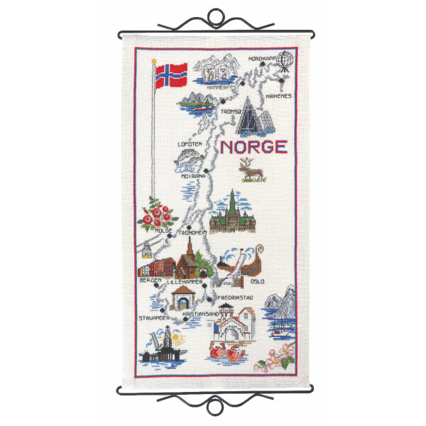 Permin Kit de point de croix "Norvège", modèle à compter, 29x56cm, 70-8724