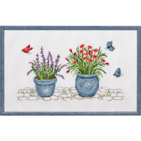 Permin counted cross stitch kit "Lavender&carnation", 27x44cm, DIY, 90-0423