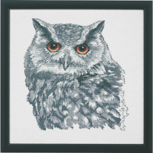 Permin counted cross stitch kit "Owl in grey",...