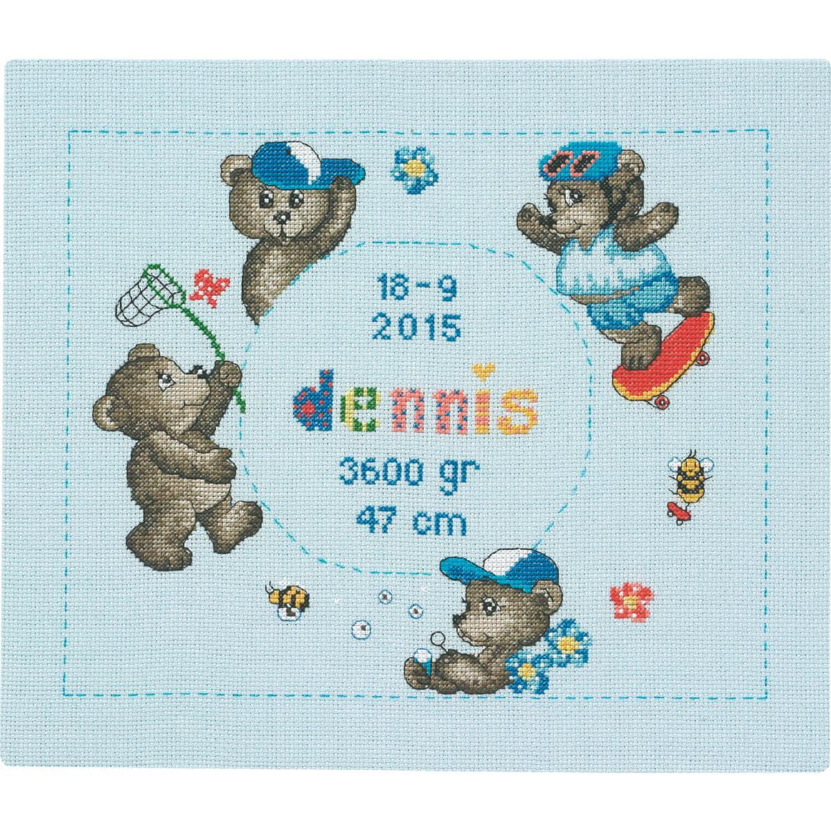 Permin counted cross stitch kit "Teddybear...