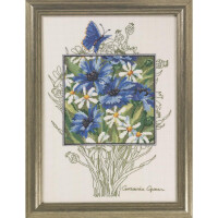 Permin counted cross stitch kit "Blue cornflowers Aida", 26x36cm, DIY, 90-5363