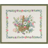 Permin counted cross stitch kit "Basket with flowers", 49x40cm, DIY, 90-9582