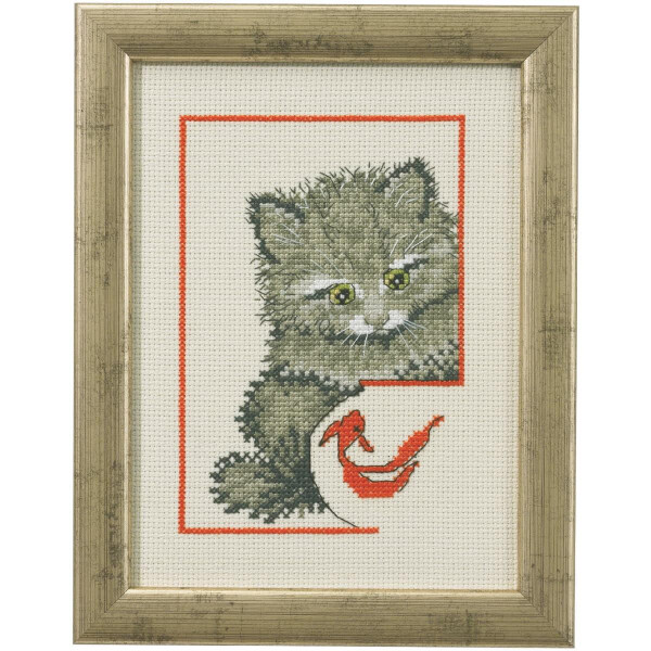 Permin counted cross stitch kit "Kitty w/veiltail", 15x20cm, DIY, 92-0142