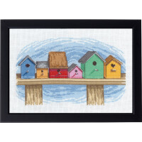 Permin counted cross stitch kit "Birdhouses I", 29x20cm, DIY, 92-0163